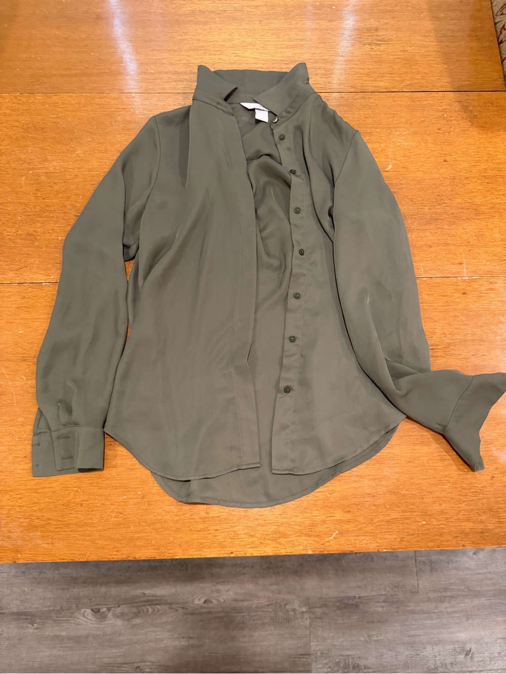 H&M Sage Green Button-Front Shirt